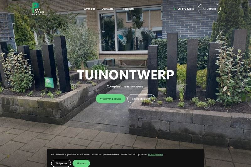 Schermafbeelding van de website van Van Paassen Hovenier
